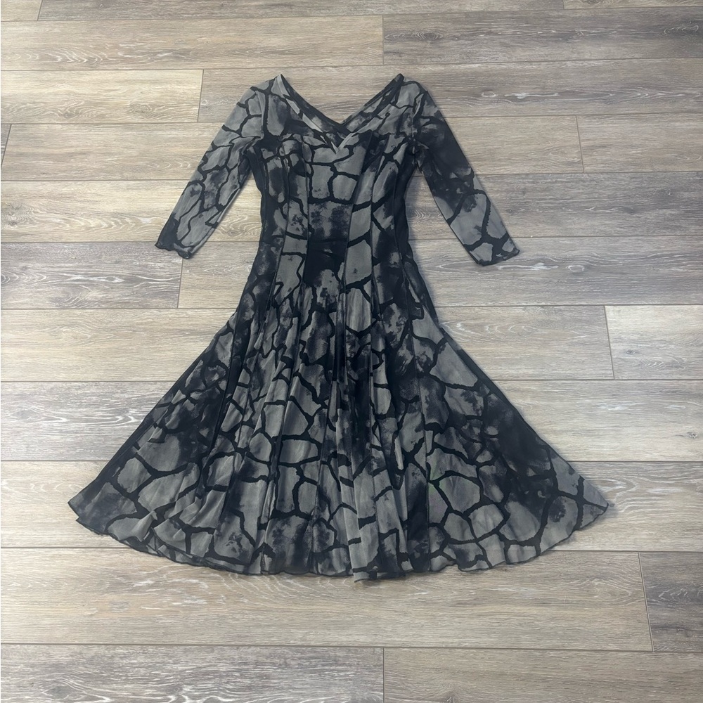 Elaua Kattau Dress Sz M Gray Stretch Semi Sheer Dark Fairy Witchy Whimsigoth Art